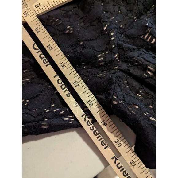 Marisa Christina Womens Coat Single Breasted Open Knit Black Lace Beige Lining M - Picture 15 of 16